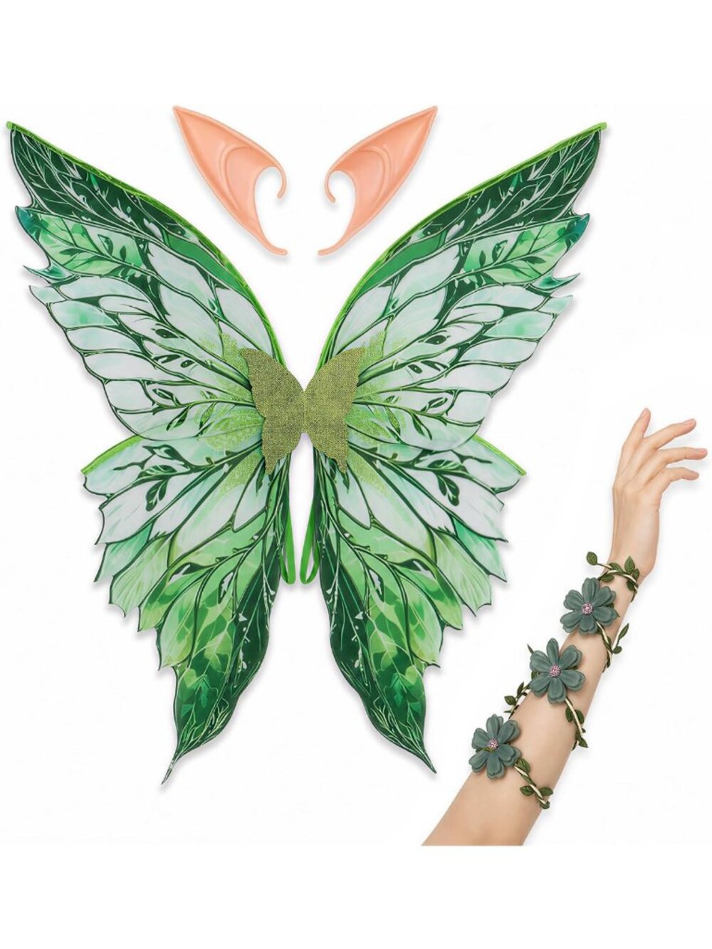 Enchanting Fairy Wings Costume Set for Women - Butterfly Wings, Elf Ears